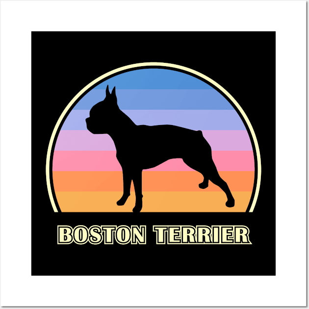 Boston Terrier Vintage Sunset Dog Wall Art by millersye